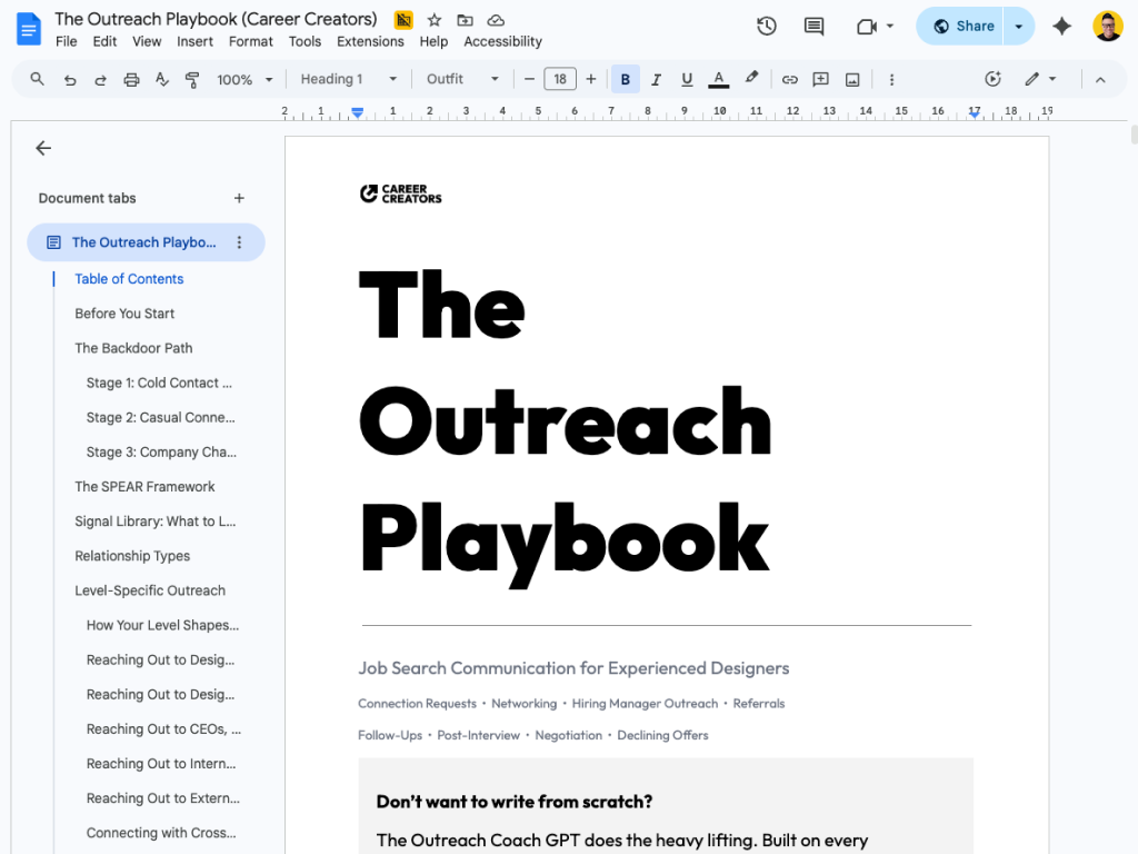 The Career Creators playbooks: Outreach, Interview, Negotiation